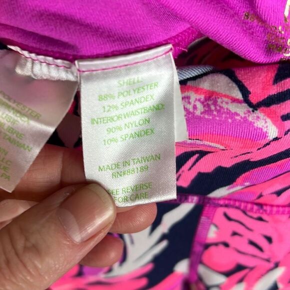 Lilly Pulitzer Womens Floral Cropped Luxletic Leggings Pink Navy Size Small - Picture 5 of 8